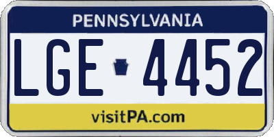 PA license plate LGE4452