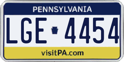 PA license plate LGE4454