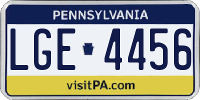 PA license plate LGE4456
