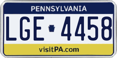 PA license plate LGE4458