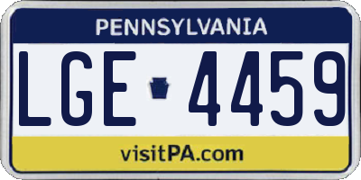 PA license plate LGE4459