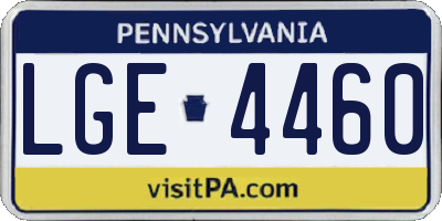 PA license plate LGE4460