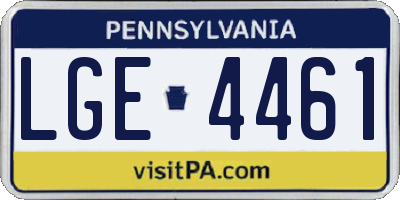 PA license plate LGE4461