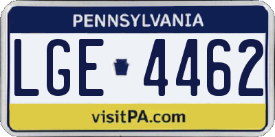 PA license plate LGE4462