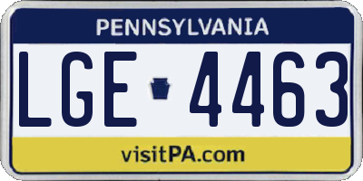 PA license plate LGE4463