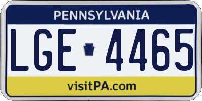 PA license plate LGE4465