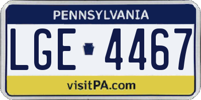 PA license plate LGE4467