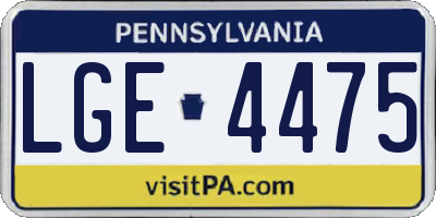PA license plate LGE4475