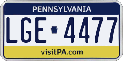 PA license plate LGE4477