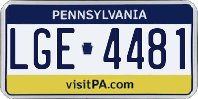 PA license plate LGE4481