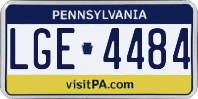 PA license plate LGE4484