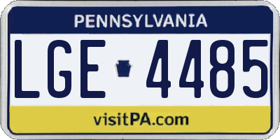PA license plate LGE4485