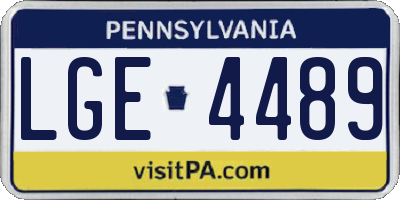PA license plate LGE4489