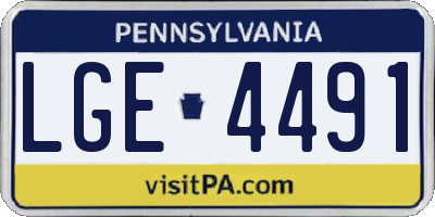 PA license plate LGE4491