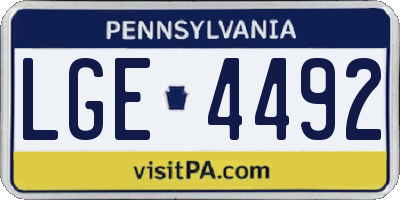 PA license plate LGE4492