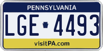 PA license plate LGE4493