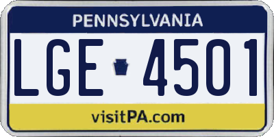 PA license plate LGE4501