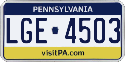 PA license plate LGE4503