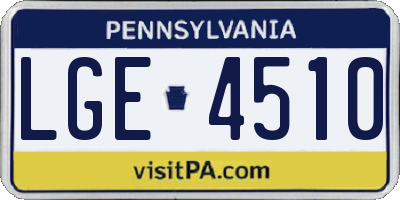 PA license plate LGE4510