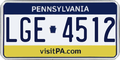 PA license plate LGE4512