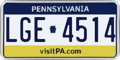 PA license plate LGE4514