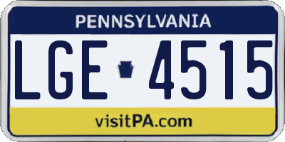 PA license plate LGE4515