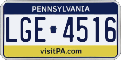 PA license plate LGE4516