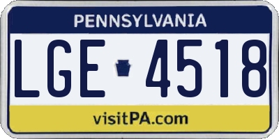 PA license plate LGE4518
