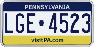 PA license plate LGE4523