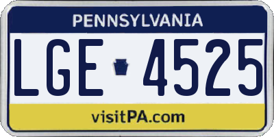 PA license plate LGE4525
