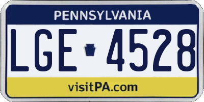 PA license plate LGE4528