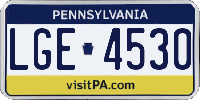 PA license plate LGE4530