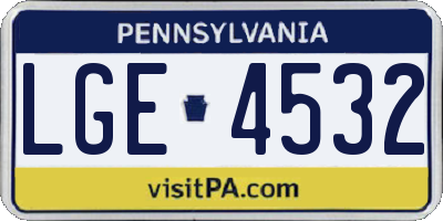 PA license plate LGE4532