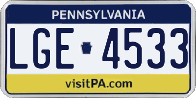 PA license plate LGE4533
