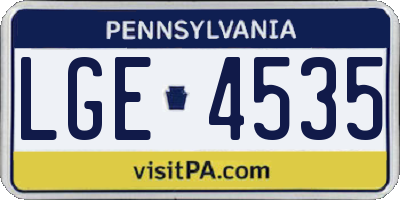 PA license plate LGE4535