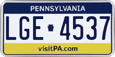 PA license plate LGE4537