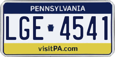 PA license plate LGE4541