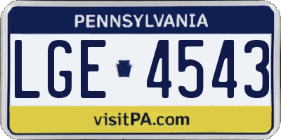 PA license plate LGE4543