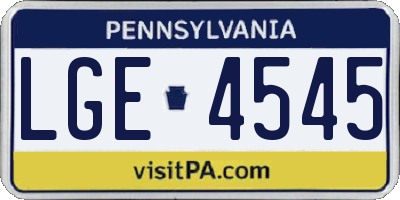 PA license plate LGE4545