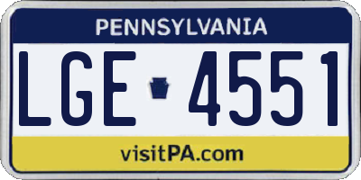PA license plate LGE4551