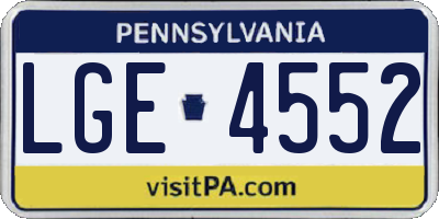 PA license plate LGE4552