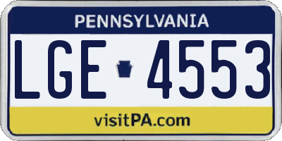 PA license plate LGE4553