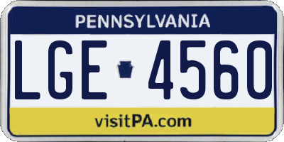PA license plate LGE4560
