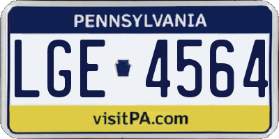 PA license plate LGE4564