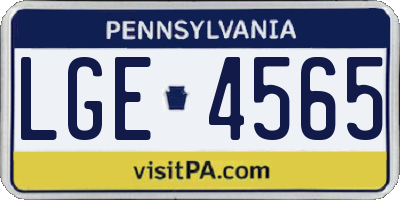 PA license plate LGE4565