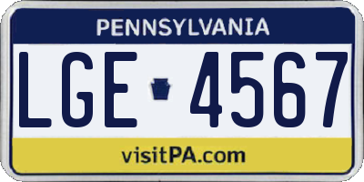 PA license plate LGE4567