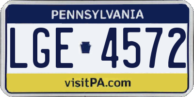 PA license plate LGE4572