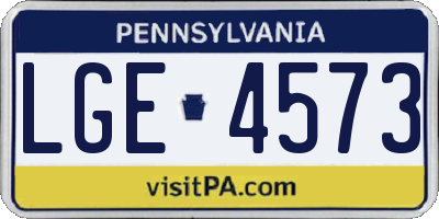 PA license plate LGE4573