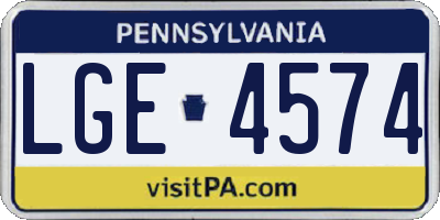 PA license plate LGE4574