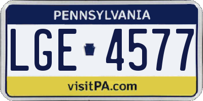 PA license plate LGE4577